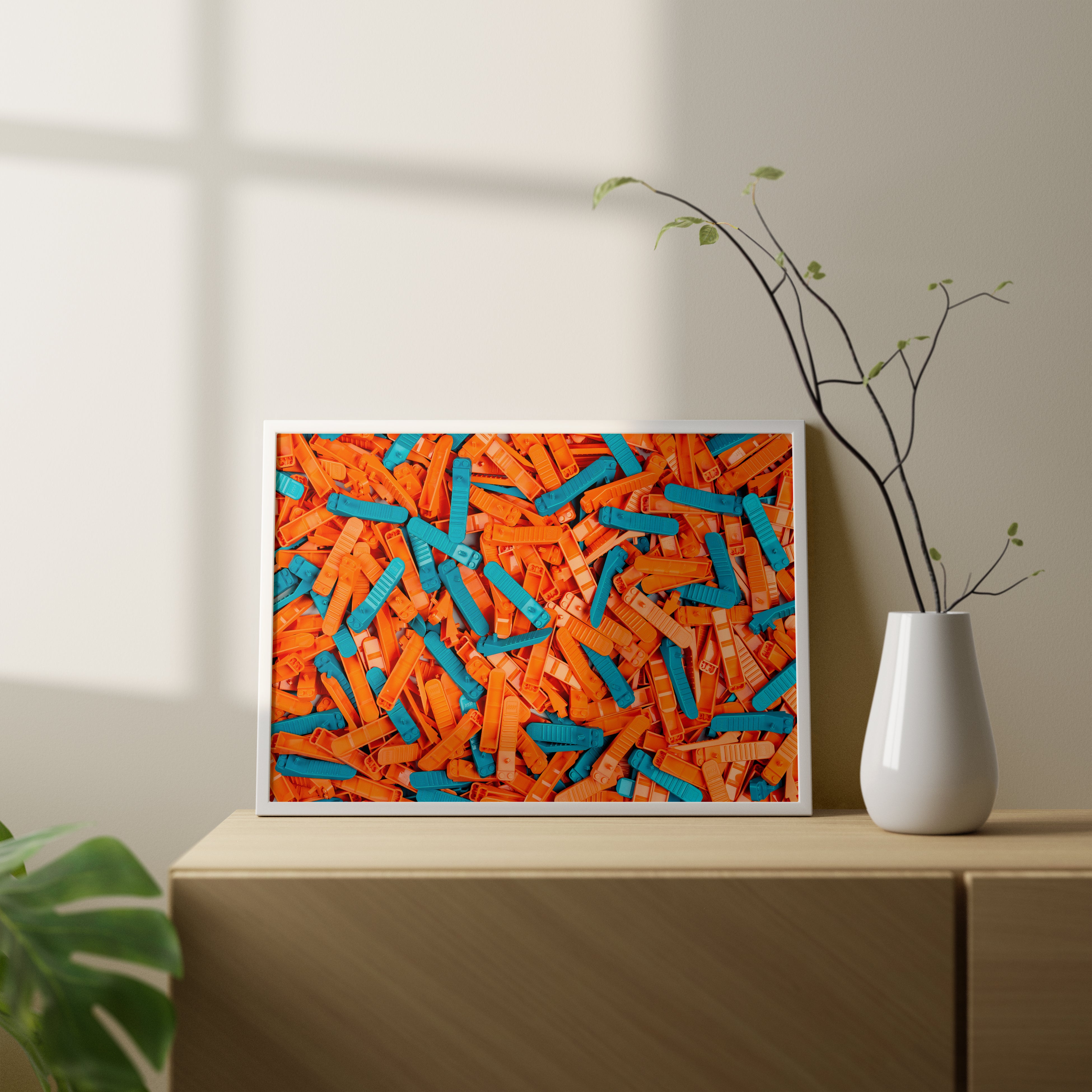 StudBee - Lego Brick Separator Wall Art Print — Turquoise & Orange - StudBee